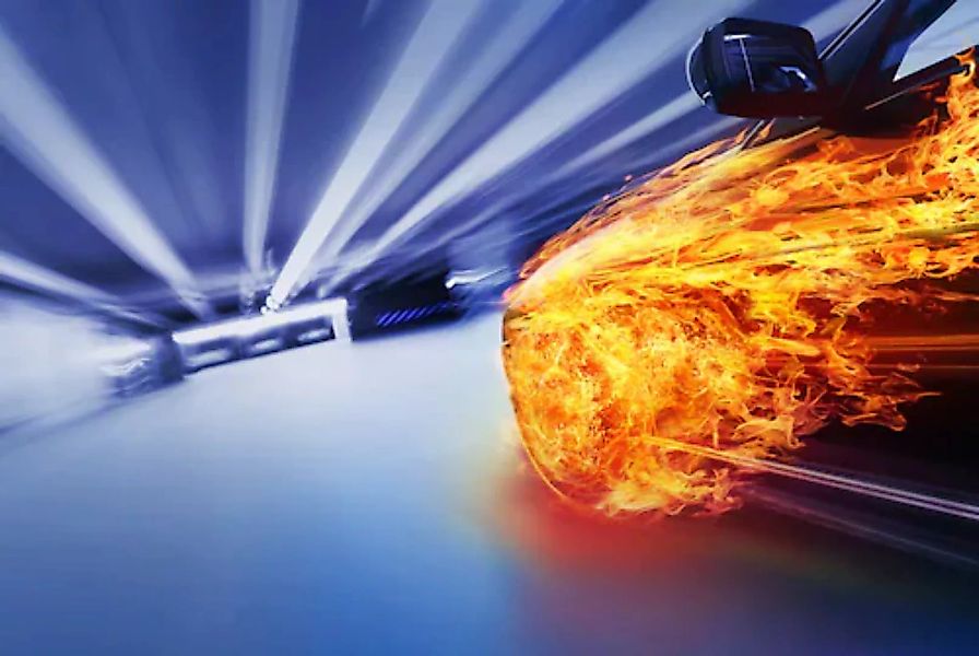 Papermoon Fototapete »Auto mit Flammen« günstig online kaufen