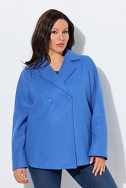 Ulla Popken Sommerjacke Fleece-Cabanjacke A-Linie Reverskragen Langarm günstig online kaufen