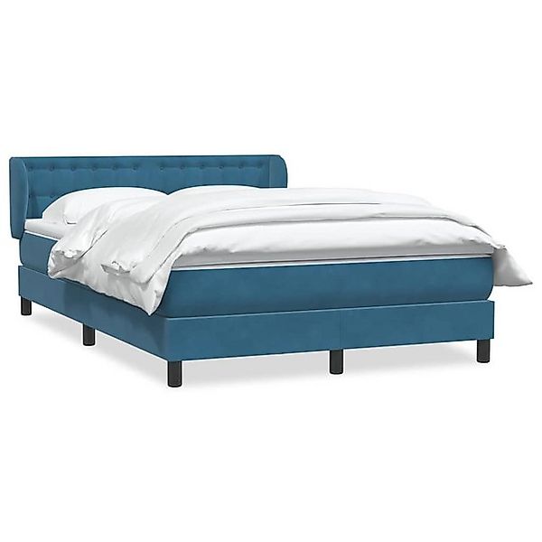 vidaXL Boxspringbett, Boxspringbett mit Matratze Dunkelblau 140x220 cm Samt günstig online kaufen
