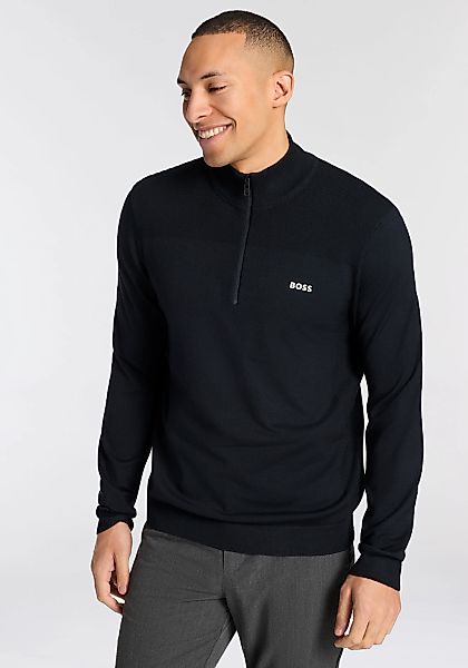 BOSS GREEN Strickpullover Stehkragen mit Reißverschluss, Regular Fit günstig online kaufen