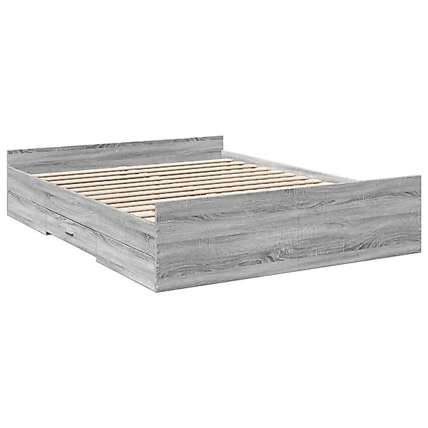 vidaXL Bettgestell mit Schubladen Grau Sonoma 140x200 cm Holzwerkstoff 3280 günstig online kaufen