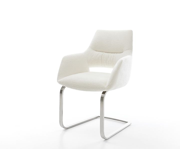 Freischwinger Yago-Flex mit Armlehnen Bouclé Soft Beige Freischwinger flach günstig online kaufen