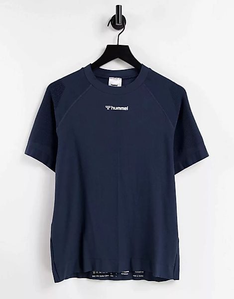 hummel – Cube – Nahtloses T-Shirt in Blau günstig online kaufen