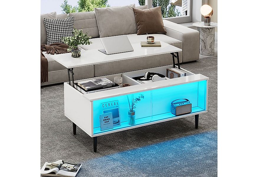 KLAM HOME Couchtisch 105x50x43 cm couchtisch Höhenverstellbarer Kaffeetisch günstig online kaufen