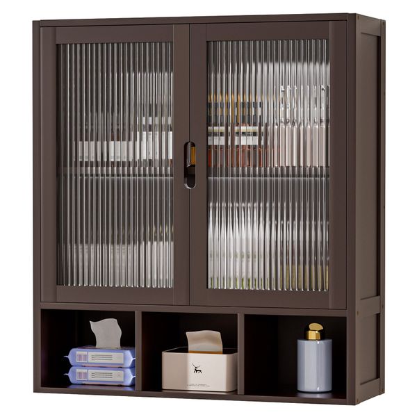 Yorbay Hängeschrank Bambus Badezimmerschrank (59x22x66 cm, günstig online kaufen