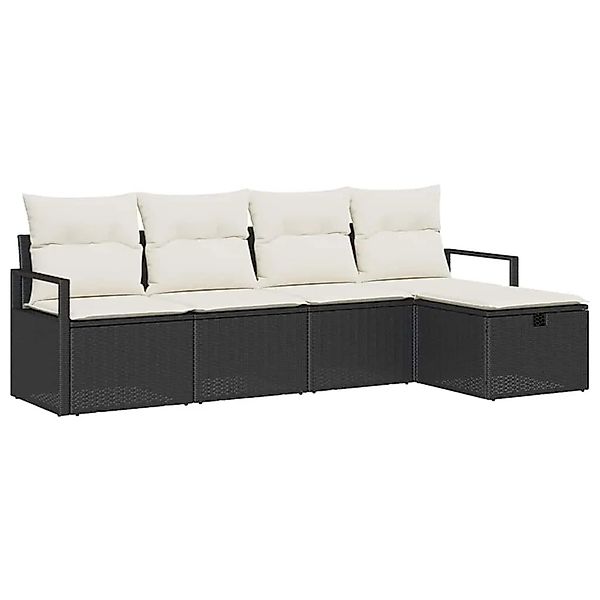 vidaXL Sofa Set mit Kissen 5-Tlg Schwarz und Creme Poly-Rattan 3359156 günstig online kaufen