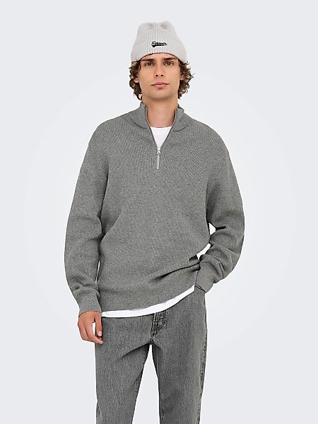 ONLY & SONS Troyer "ONSPHIL REG 12 STRUC HALF ZIP KNIT NOOS" Baumwollmischu günstig online kaufen