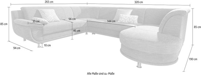 TRENDMANUFAKTUR Wohnlandschaft "Rondo, U-Form" inkl.Federkern, wahlweise mi günstig online kaufen