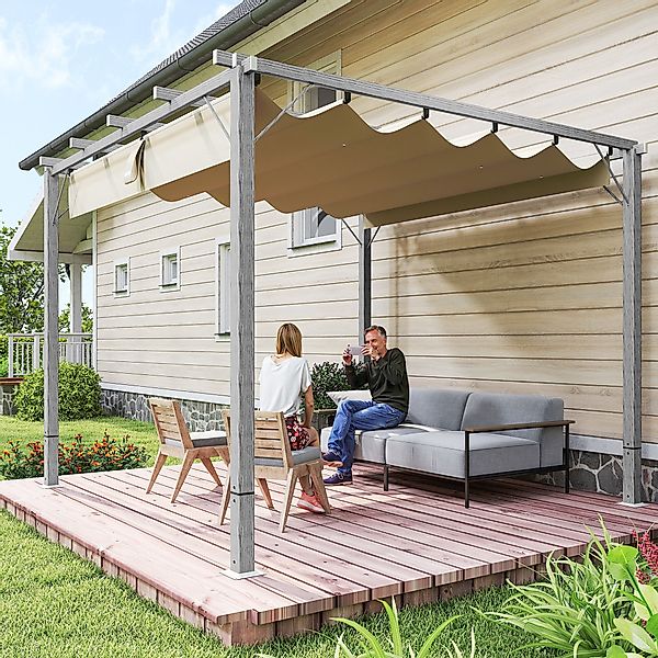 Outsunny Pergola ca. 3x3m Garten Pavillon mit magnetischen Pad, Terrassenda günstig online kaufen