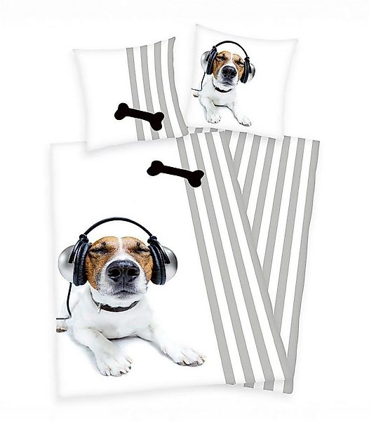 Herding Wendebettwäsche ROCKY, 135 x 200 cm, Weiß, Grau, Baumwolle, 2 teili günstig online kaufen