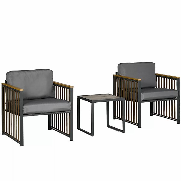 Outsunny Gartenmöbel-Set 3-tlg. Bistro-Set mit Couchtisch & 2 Stühlen, Gart günstig online kaufen