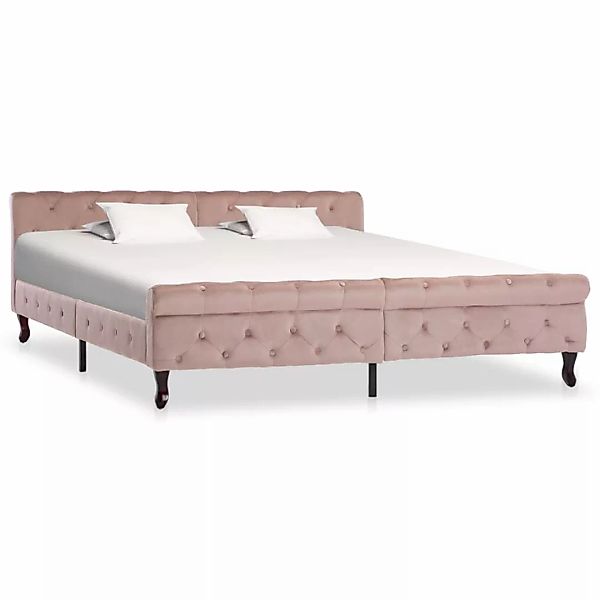 vidaXL Bettgestell Bettgestell Rosa Samt 180x200 cm Doppelbett Bett Bettrah günstig online kaufen