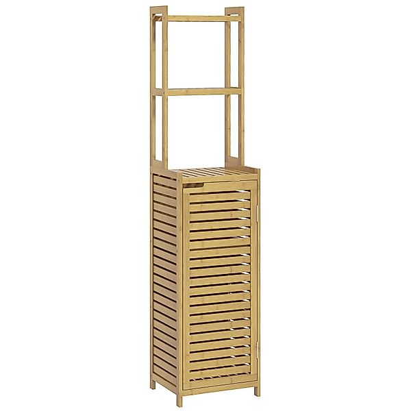 HOMCOM Badezimmerschrank Bambus Naturholz 38,5L x 33B x 170H cm günstig online kaufen