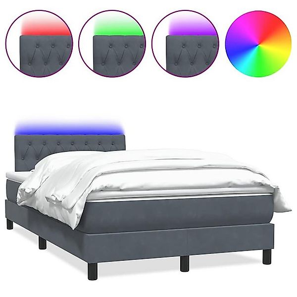 vidaXL Boxspringbett, Boxspringbett mit Matratze Dunkelgrau 120x210 cm Samt günstig online kaufen