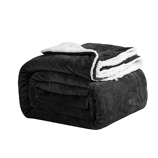 Wohndecke Sherpa-Fleece-Wohndecke, wendbar, kuschelig, warm, Grau, günstig online kaufen