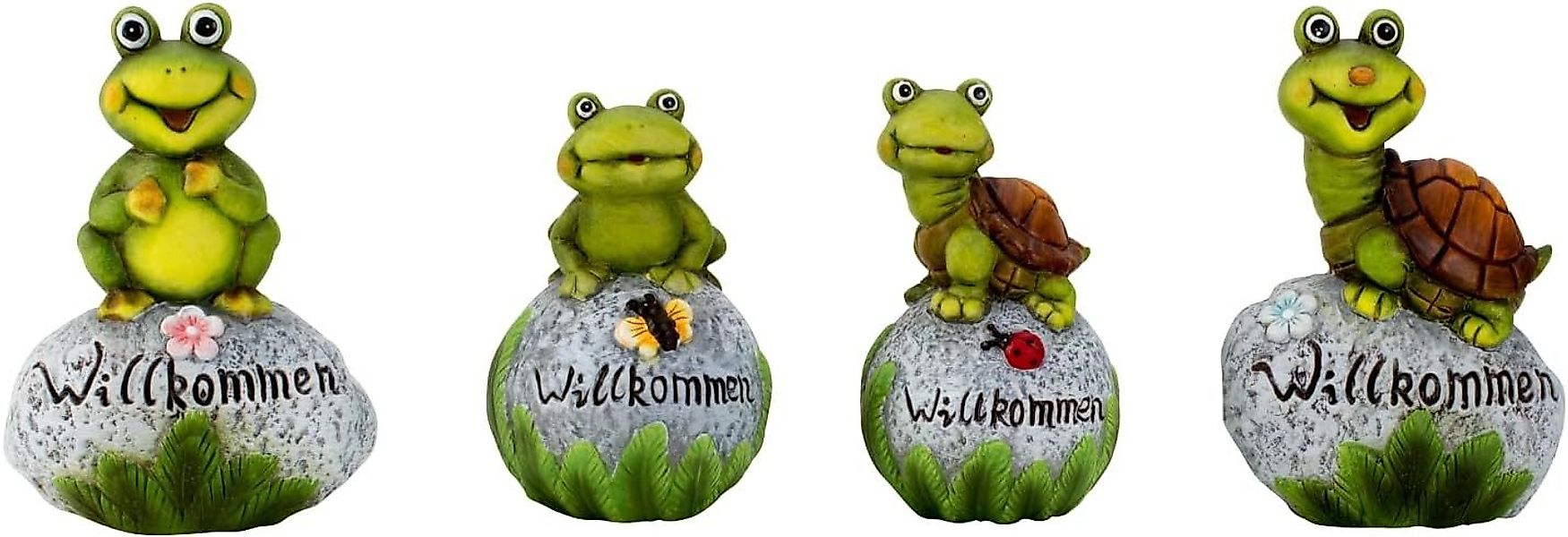 mucHome Gartenfigur 4er Set Willkommen Frosch günstig online kaufen