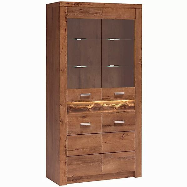 Lomadox Vitrine INGENIO-161 Standvitrine Wohnzimmerschrank modern mit LED B günstig online kaufen