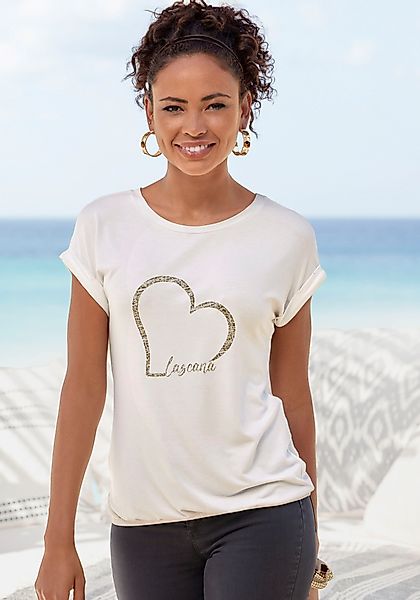 LASCANA Kurzarmshirt mit Lascana Herz Print günstig online kaufen