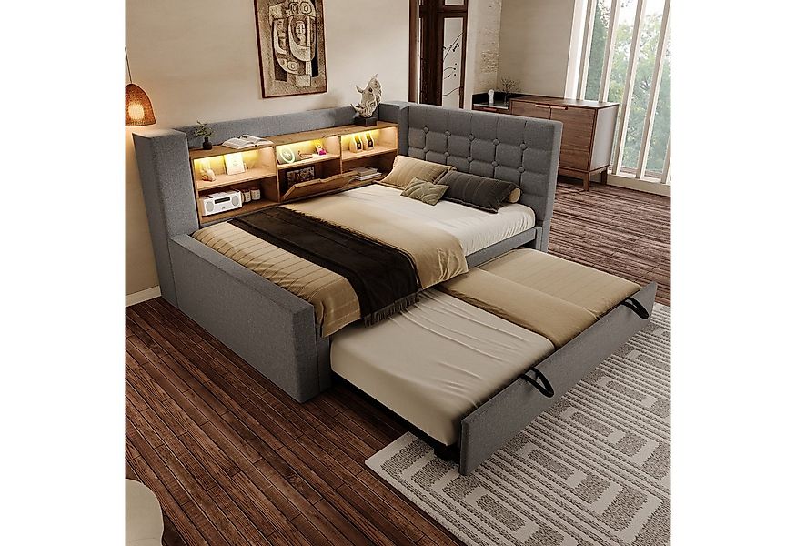 REDOM Polsterbett Flexibles Ausziehbett mit integrierter Ladestation (Packu günstig online kaufen