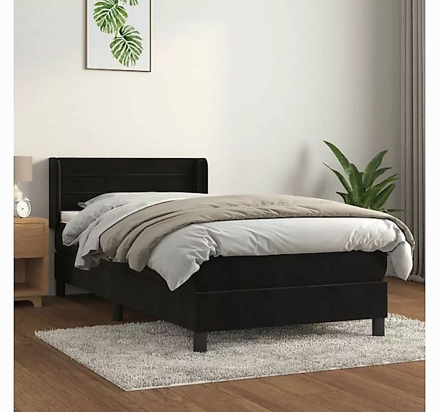 vidaXL Boxspringbett Boxspringbett mit Matratze Schwarz 100x200 cm Samt Bet günstig online kaufen