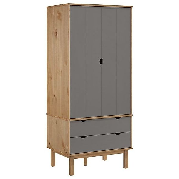 furnicato Kleiderschrank OTTA Braun&Grau 76,5x53x172 cm Massivholz Kiefer ( günstig online kaufen