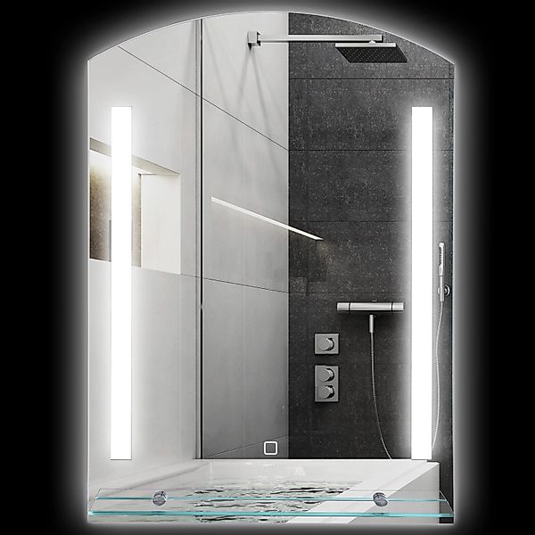 Kleankin Badspiegel Hartglas Aluminium Silber 50L x 12B x 70H cm günstig online kaufen