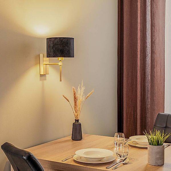 Wandleuchte Adin, schwarz/messing, einflammig günstig online kaufen