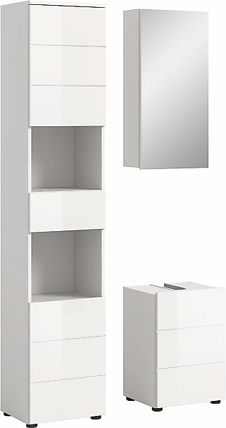 welltime Badmöbel-Set "Biel, Höhe 190 cm, Hochschrank, Unterschrank, Spiege günstig online kaufen