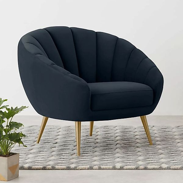 Primrose Sessel, Samt in Abendblau - MADE.com günstig online kaufen