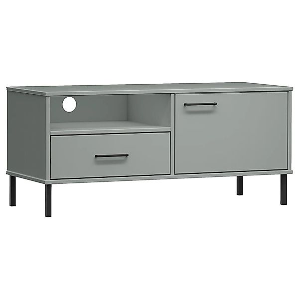 VidaXL TV-Schrank OSLO mit Metallbeinen Grau Massivholz Kiefür  Modell 3 günstig online kaufen