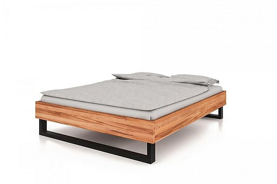 Natur24 Bett Bett Leeds 2 Sonderlänge 180x220 Kernbuche o. Kopfteil mit Met günstig online kaufen