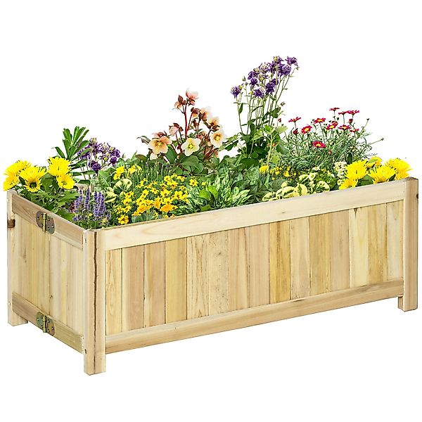 Outsunny Hochbeet Klappbar, Massivholz, Wetterbeständig (Blumenkasten, günstig online kaufen