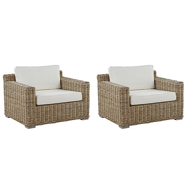 Beliani Sessel Naturfarben Beige Weiss 90x98x70 günstig online kaufen