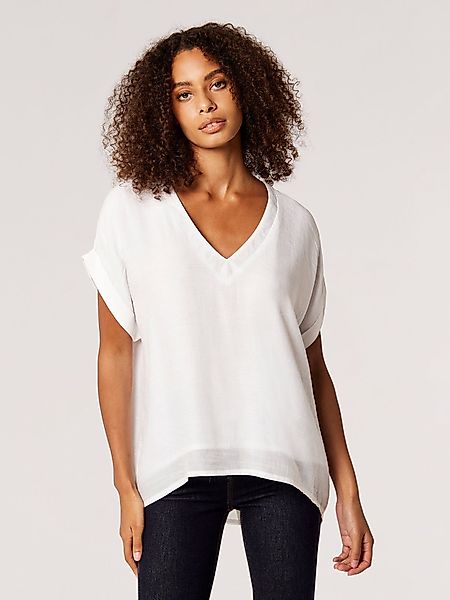 Apricot Klassische Bluse Slub Shimmer V/Nk günstig online kaufen