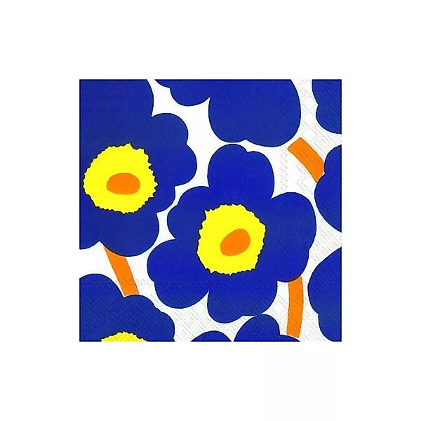 Unikko Serviette 33 x 33cm 20er Pack Blau-gelb günstig online kaufen