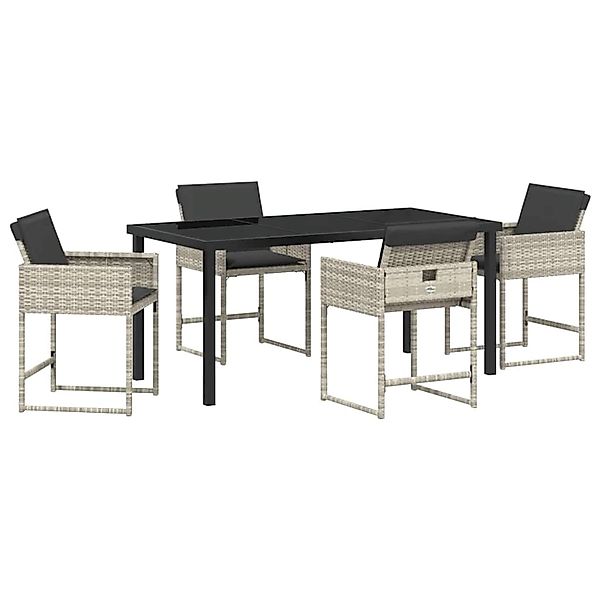 vidaXL Garten Essgruppe mit Kissen 5-Tlg Hellgrau Poly Rattan 3380026 günstig online kaufen