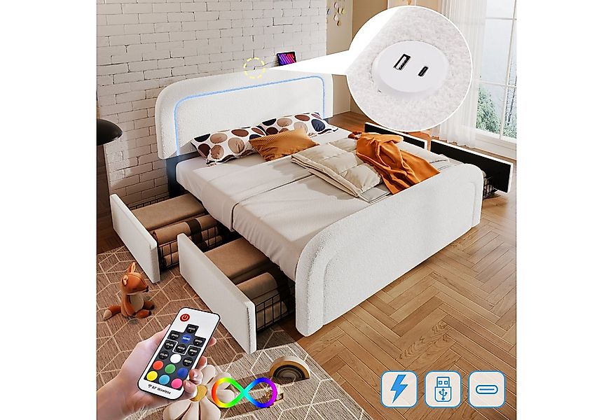 STILVORA Polsterbett 140×200 Bettgestell mit verstellbarem Kopfteil,Jugendb günstig online kaufen