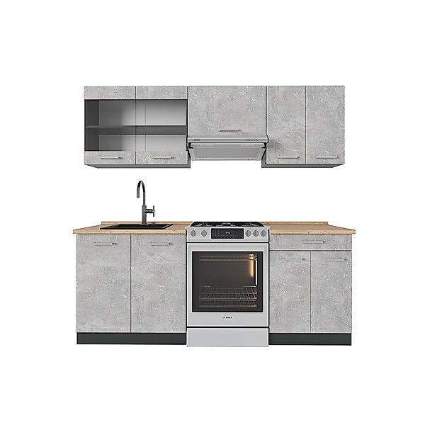 Vicco Küchenzeile R-Line, Beton/Anthrazit, 200 cm günstig online kaufen