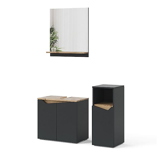 Vicco Badmöbel-Set Marelle, Anthrazit/Artisan-Eiche, 3 Teile, mit Midischra günstig online kaufen