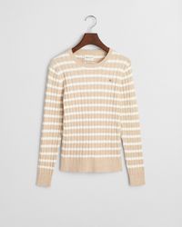 Gant Rundhalspullover STRETCH COTTON CABLE STRIPE günstig online kaufen