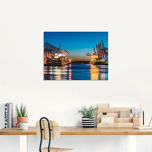 Artland Glasbild »Hamburg Hafen am Abend 2«, Deutschland, (1 St.), in versc günstig online kaufen
