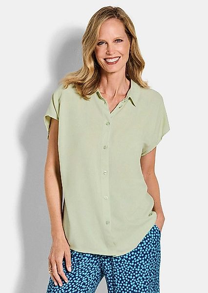 GOLDNER Kurzarmbluse Viskosebluse mit Hemdkragen Blusenshirt mit Knopfleist günstig online kaufen