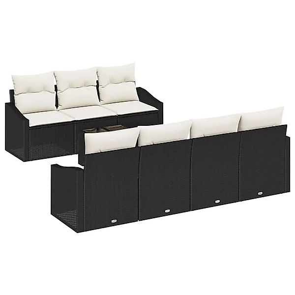 vidaXL Sofa Set mit Kissen 8-Tlg Schwarz und Creme Poly-Rattan 3355296 günstig online kaufen