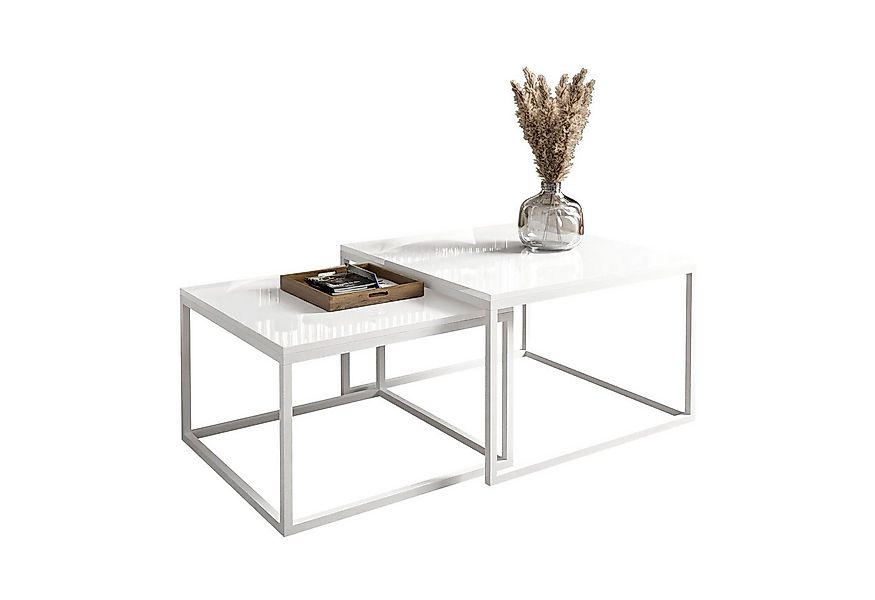 Lookway Couchtisch Yoshi 2in1 mit Hochglanz Platte (2er-Set), Breite: 70 cm günstig online kaufen