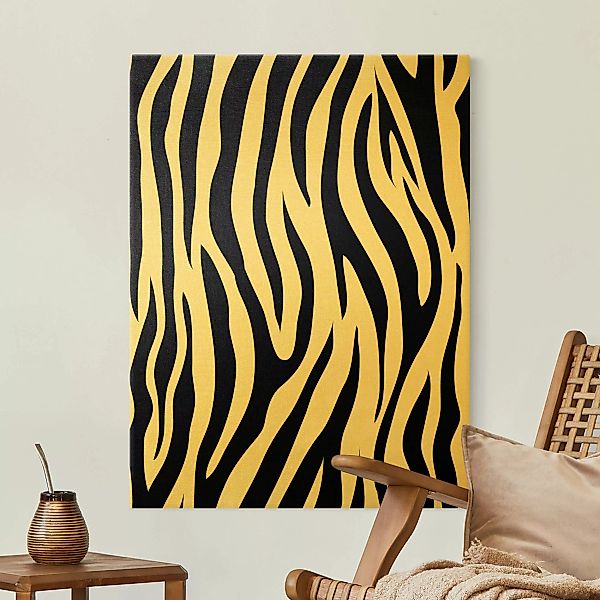 Leinwandbild Gold Zebra Print günstig online kaufen