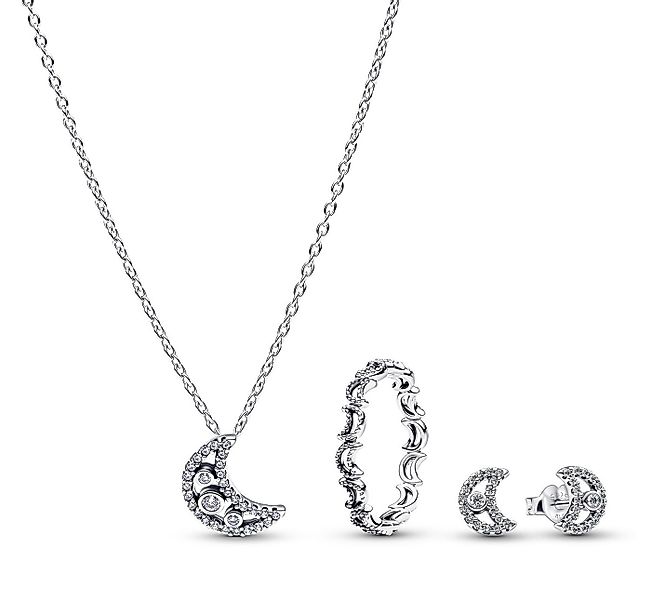 Pandora Schmuckset Schmuck-Set für Silber Kette, Ohrringe und Ring Mond günstig online kaufen