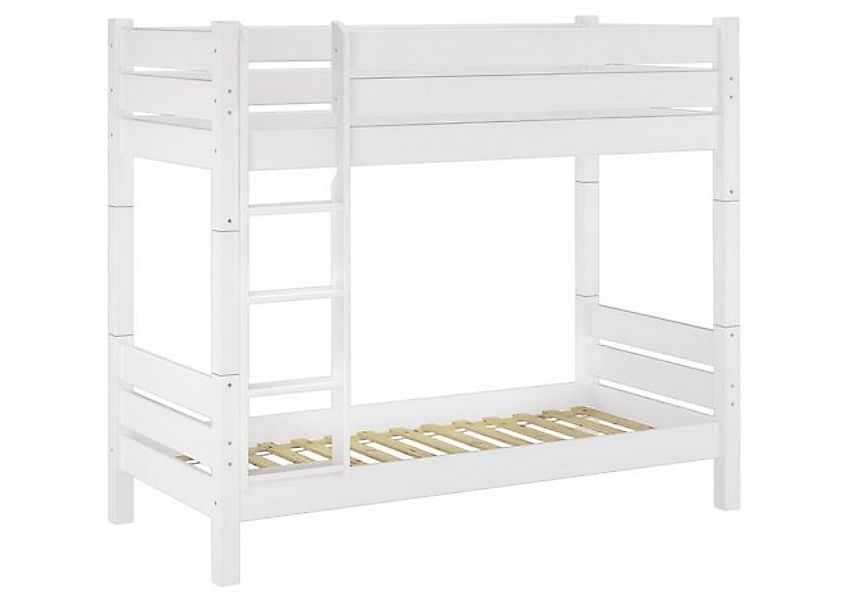 ERST-HOLZ Etagenbett Extra Stabiles Etagenbett aus Kiefer in weiß 2 Rollros günstig online kaufen