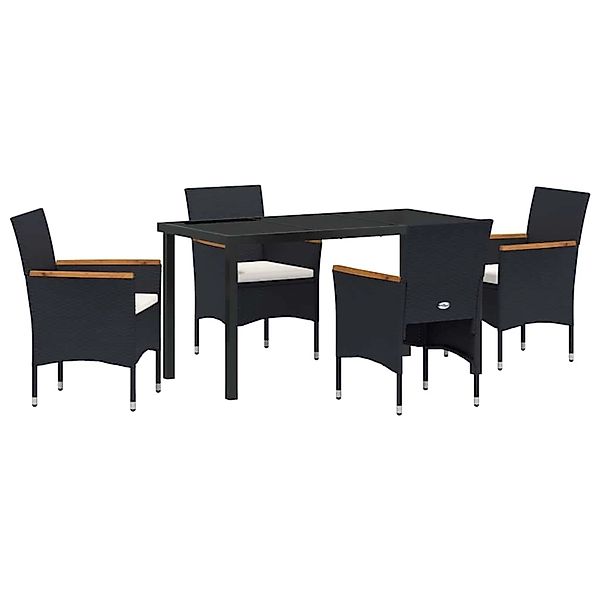 vidaXL Garten Essgruppe mit Kissen 5-Tlg Schwarz Poly Rattan 3379753 günstig online kaufen
