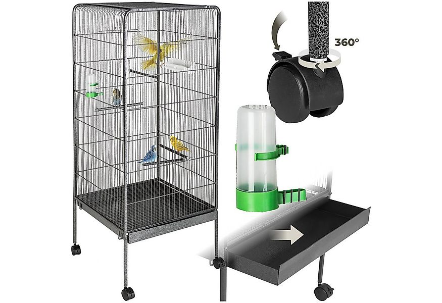 tectake Vogelkäfig Vogelhaus 146cm hoch, in Hammerschlagoptik günstig online kaufen