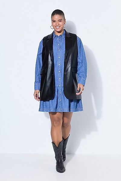 Studio Untold Steppweste Weste oversized Anzug Lederoptik Reverskragen günstig online kaufen